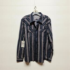 Cody James Mens Western Shirt Snaps Long Sleeve Size M Blue Red White NWT Cotton